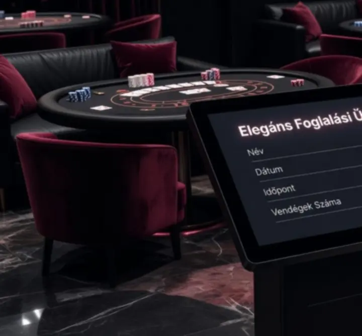 Elegáns foglalási űrlap kaszinó és póker estekhez egy lounge környezetben