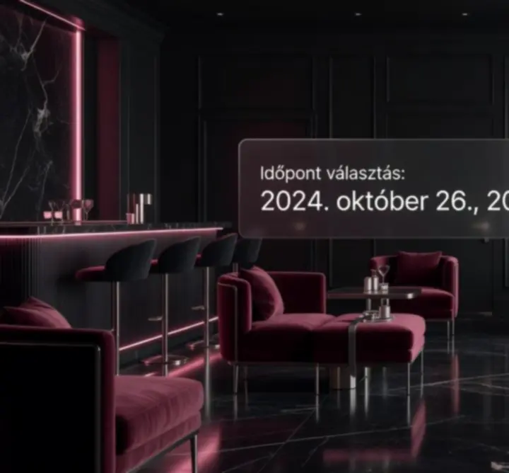 Naptár és helyszínválasztó illusztráció egy kaszinó hangulatú lounge háttérrel