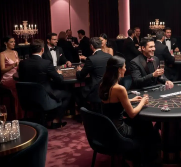 Prémium lounge kaszinó hangulat fekete és rózsaszín fényekkel